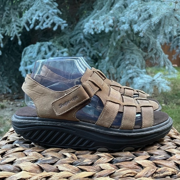 Skechers Shape-Ups 12295 Fisherman Brown Leather Rocker Toning Sandals US size 9 - Picture 4 of 9